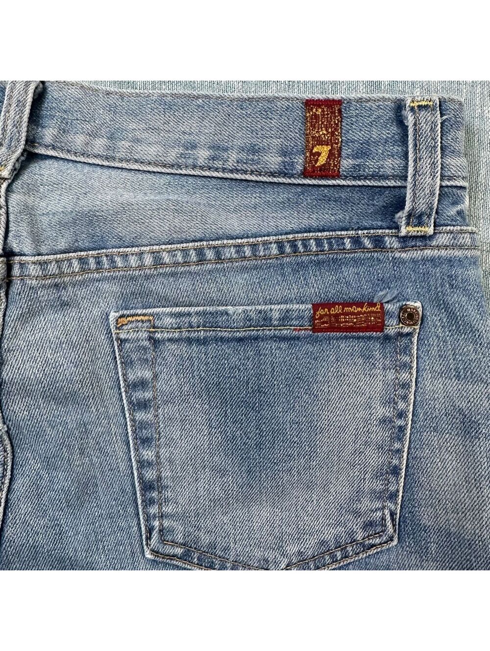 VTG 7 For All Mankind The Relaxed Skinny Jeans Sz 26 Denim Y2K Unisex Distressed